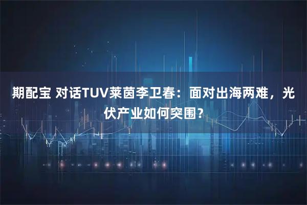 期配宝 对话TUV莱茵李卫春：面对出海两难，光伏产业如何突围？